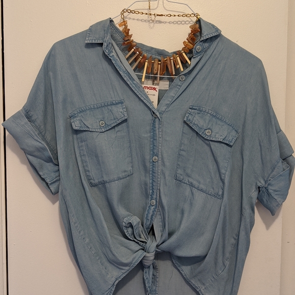 Tops - Denim Tie Front Shirt